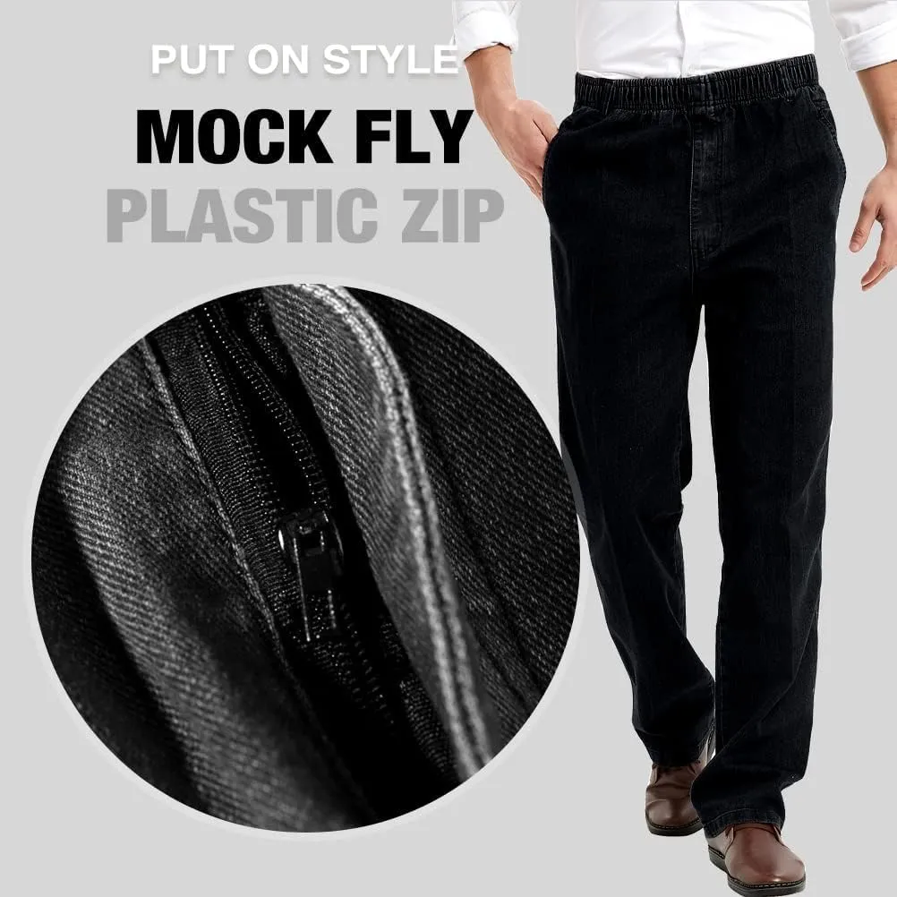 IDEALSANXUN Mens Elastic Waist Jeans