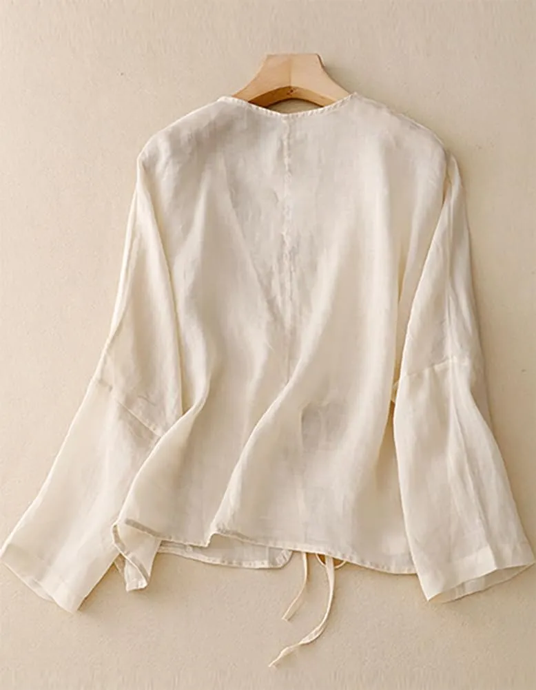 IDEALSANXUN Womens Casual Spring Summer Lightweight Cotton Linen Jackets Cardigan Tops