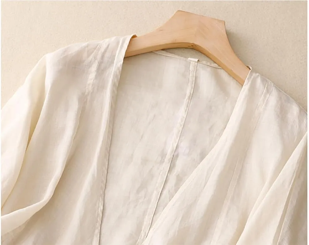 IDEALSANXUN Womens Casual Spring Summer Lightweight Cotton Linen Jackets Cardigan Tops