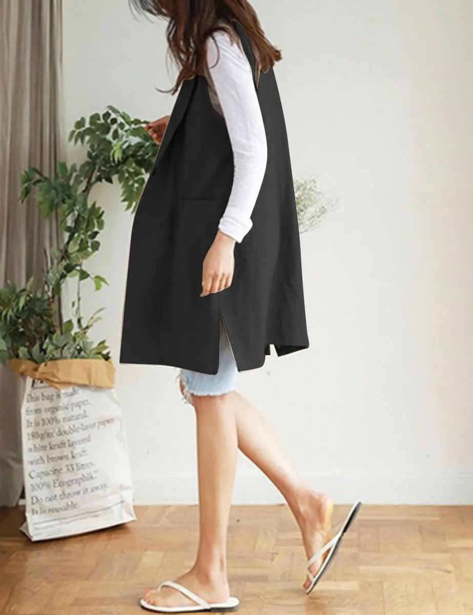 IDEALSANXUN Womens Long Linen Vest Tops Casual Spring Summer Lightweight Jackets