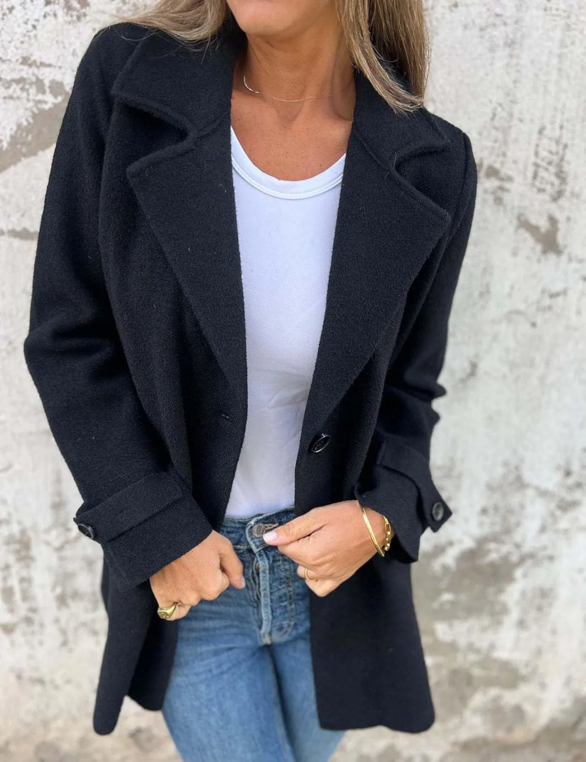 IDEALSANXUN Wool Pea Coats for Women Fall Winter Classic Mid Length Peacoat Trench Coat Blazer Jacket