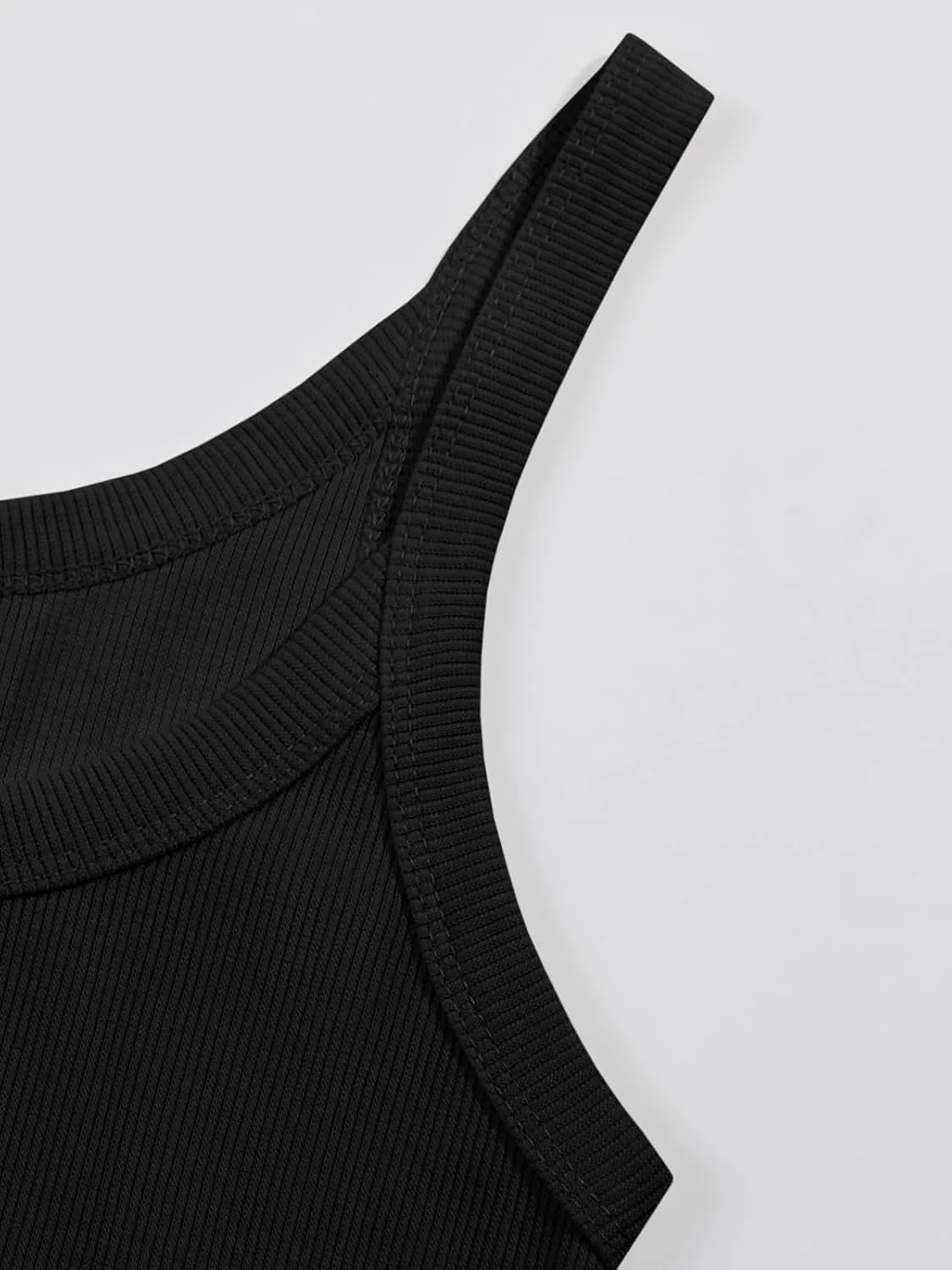 Ivay Womens Scoop Neck Ribbed Knit Tank Top Sleeveless Cotton Wife Beater Camisole Shirts