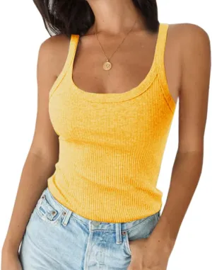 Ivay Womens Scoop Neck Ribbed Knit Tank Top Sleeveless Cotton Wife Beater Camisole Shirts