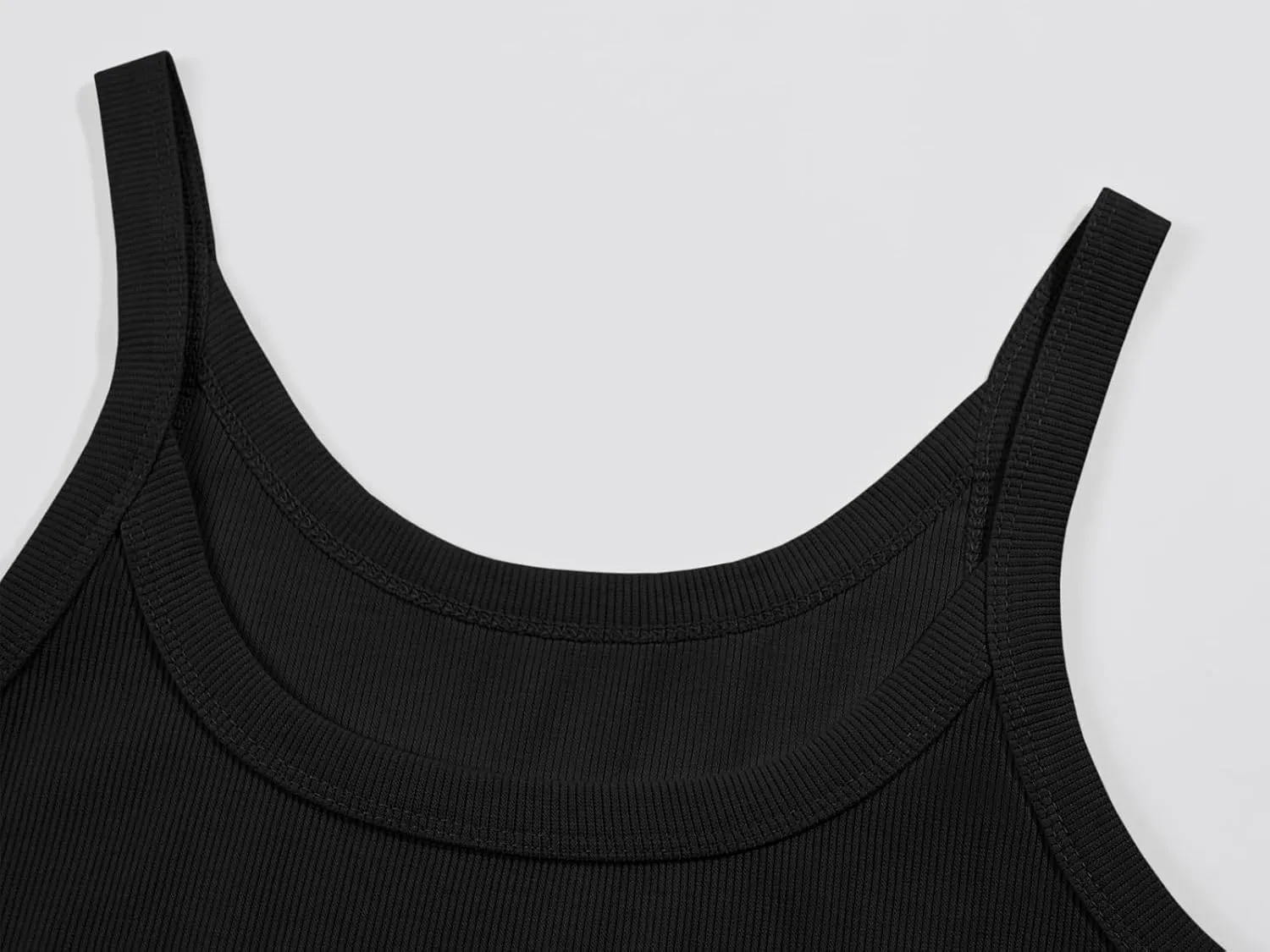 Ivay Womens Scoop Neck Ribbed Knit Tank Top Sleeveless Cotton Wife Beater Camisole Shirts