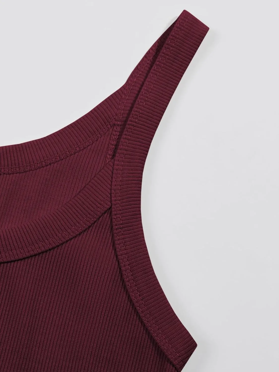 Ivay Womens Scoop Neck Ribbed Knit Tank Top Sleeveless Cotton Wife Beater Camisole Shirts
