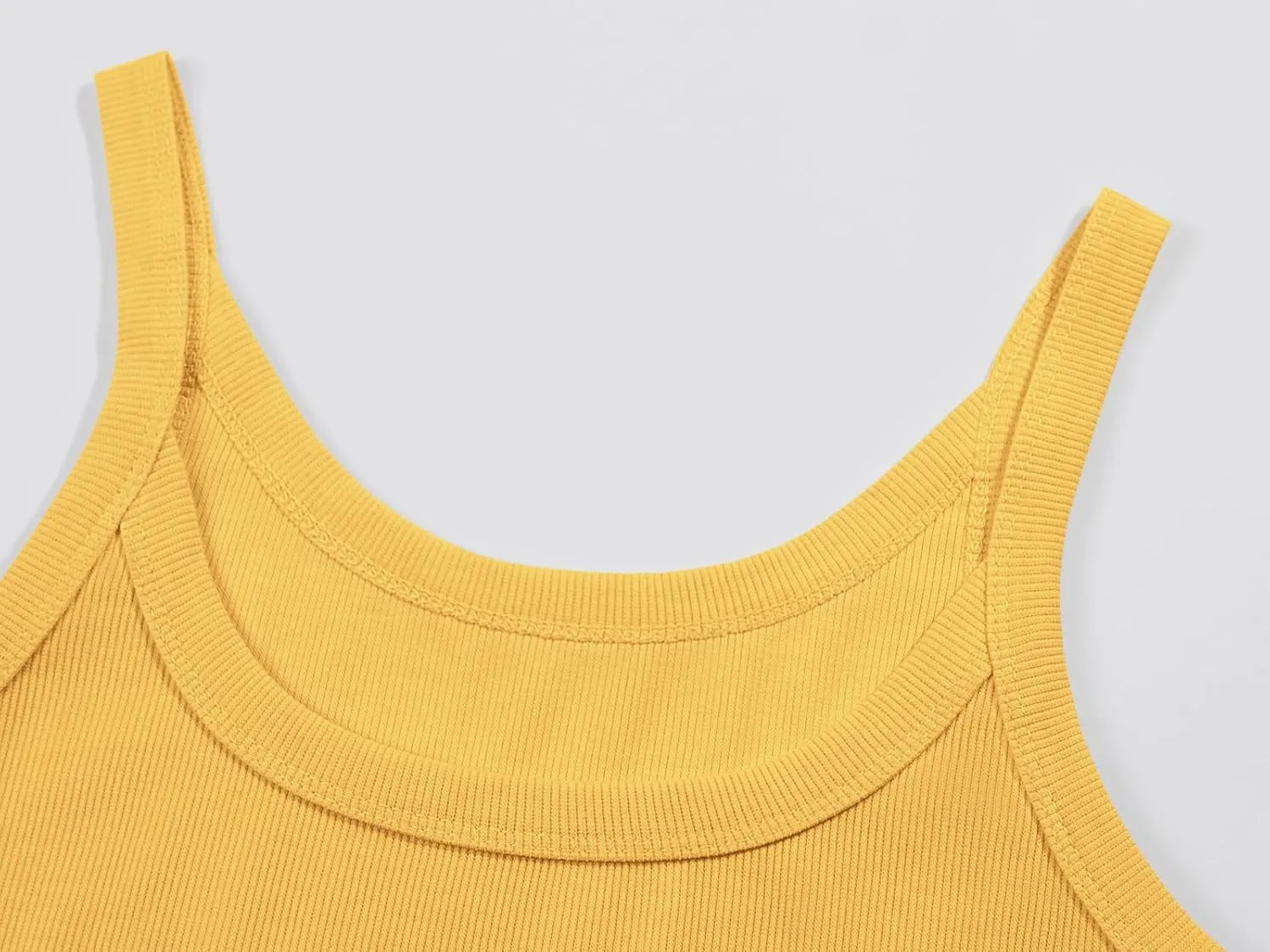 Ivay Womens Scoop Neck Ribbed Knit Tank Top Sleeveless Cotton Wife Beater Camisole Shirts