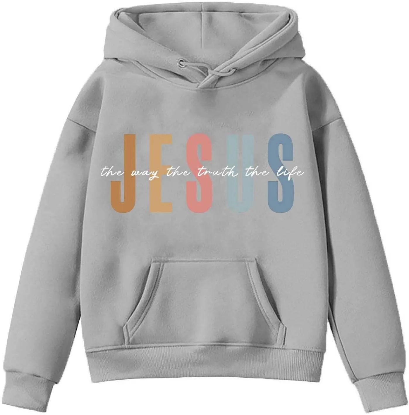 Jesus Girls Oversized Hoodies Christian Faith Sweatshirts Plus Size Hooded Sweatshirt Top with Pockets