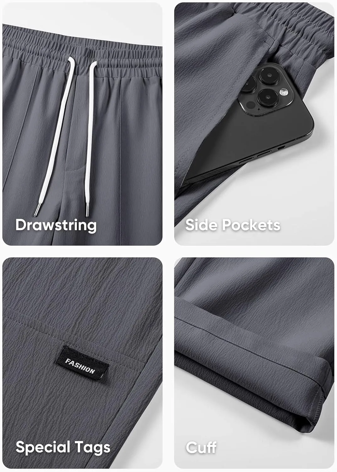 JMIERR Mens Casual Lightweight Pants Stretch Elastic Waist Drawstring Jogging Sweatpants Pants