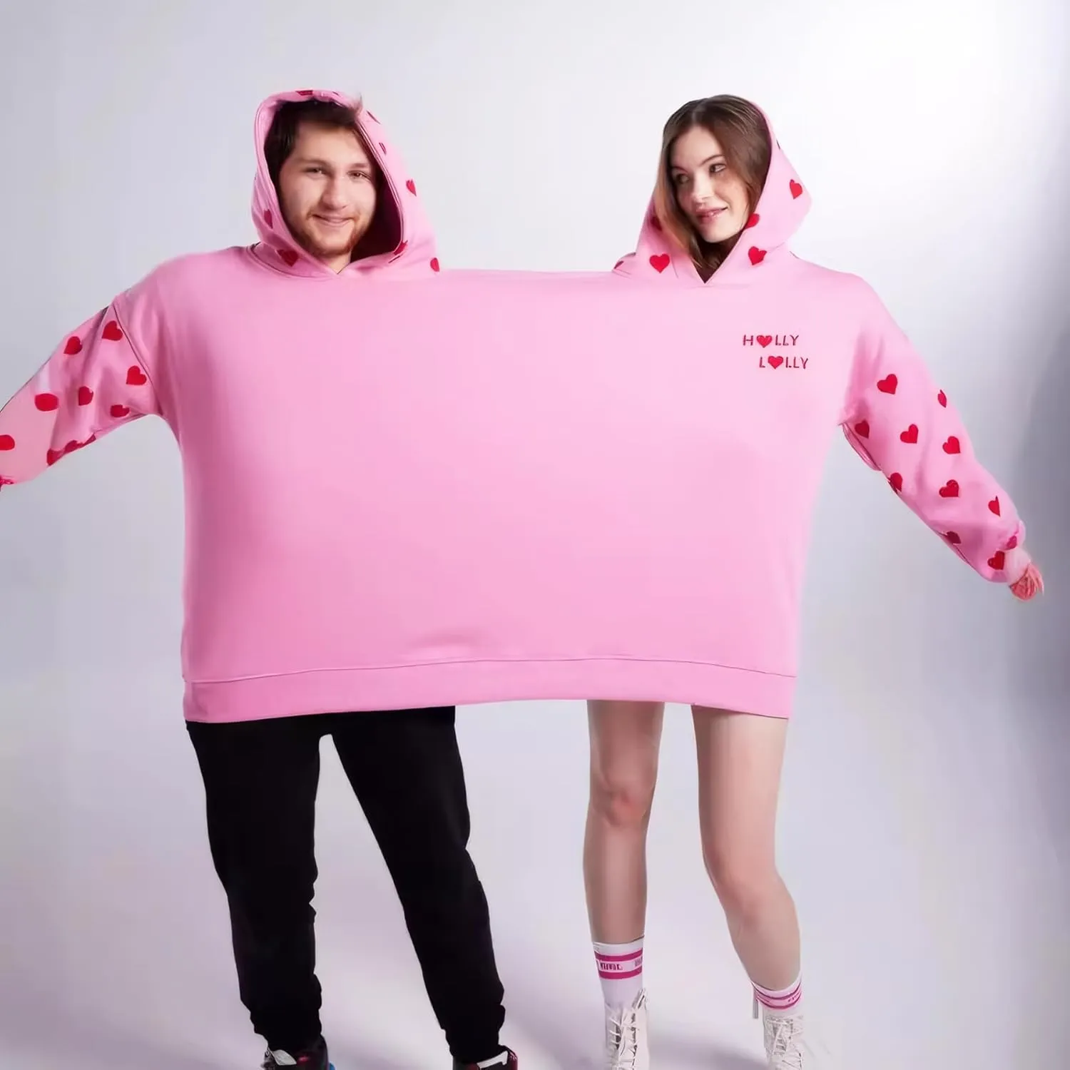 Jongdari Couples Hoodies, Two Person Hoodie Couple Sweaters Funny Matching Hoodies