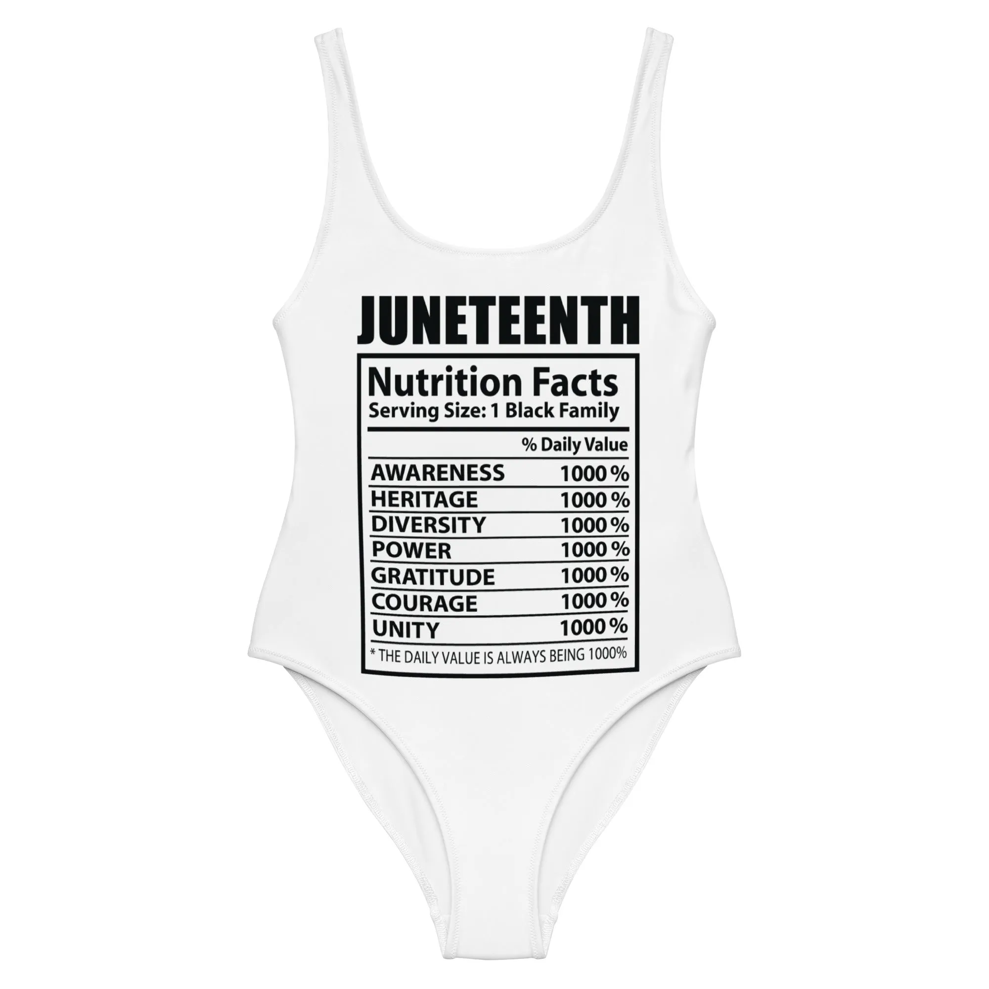 Juneteenth Nutritional Facts - One-Piece Swimsuit