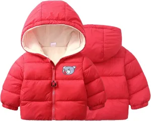 Kids Toddler Baby Girls Boys Winter Warm Thick Cotton Long Sleeve Bear Hooded Padded Clothes Coat Girls' Puffe