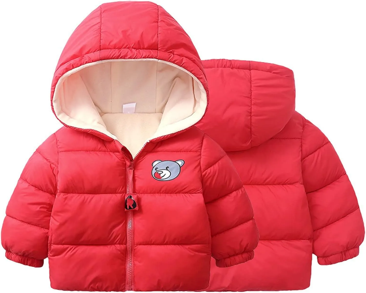 Kids Toddler Baby Girls Boys Winter Warm Thick Cotton Long Sleeve Bear Hooded Padded Clothes Coat Girls' Puffe