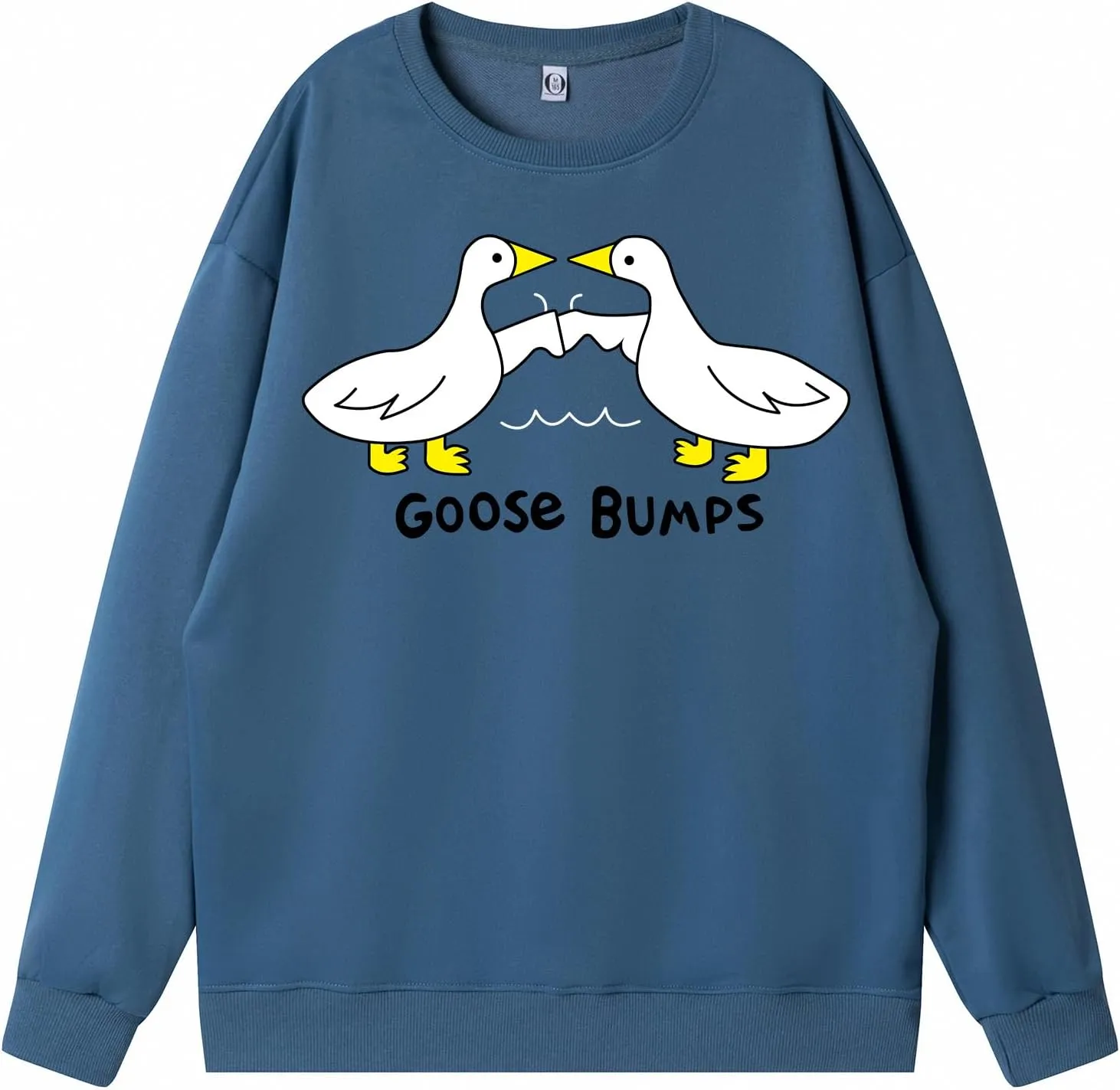 KIEKIECOO Funny Graphic Duck Crewneck Sweatshirts for Women Aesthetic Soft Long Sleeve Pullover Preppy Cute Fall Sweater
