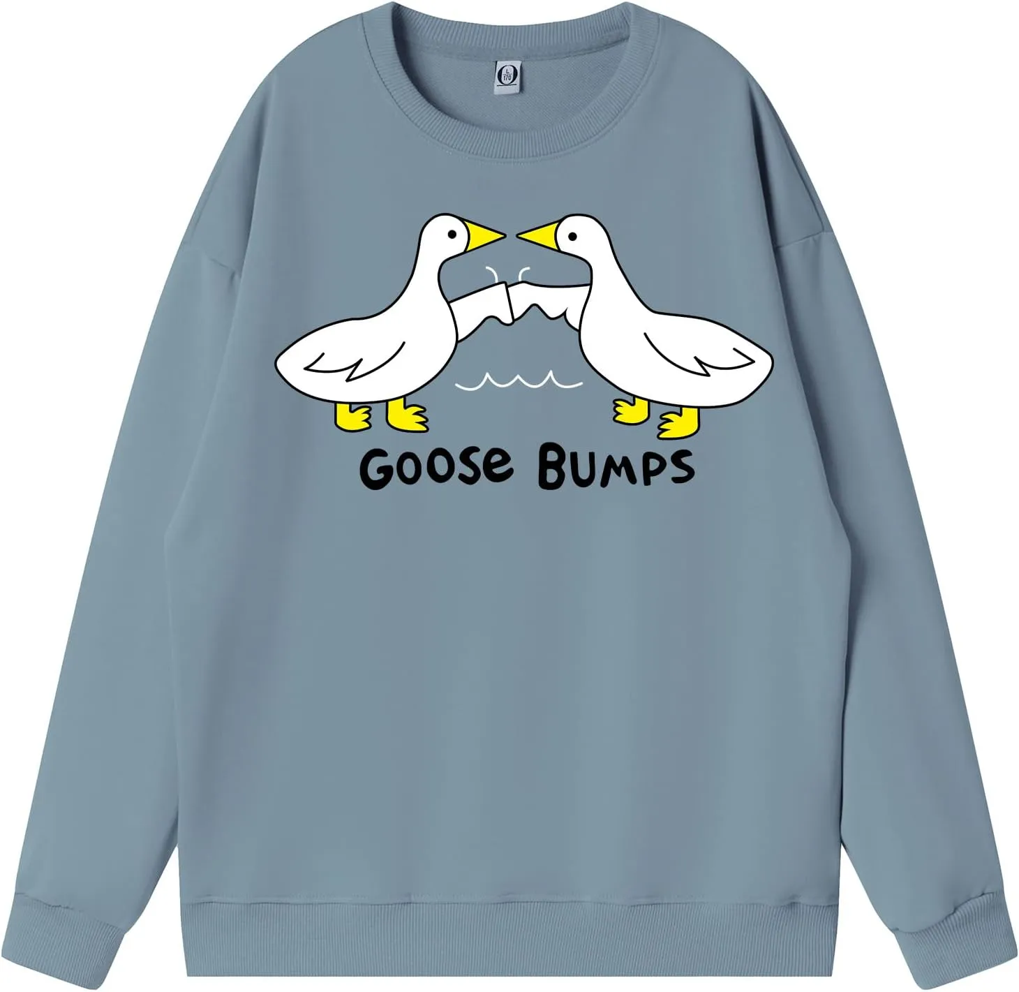 KIEKIECOO Funny Graphic Duck Crewneck Sweatshirts for Women Aesthetic Soft Long Sleeve Pullover Preppy Cute Fall Sweater