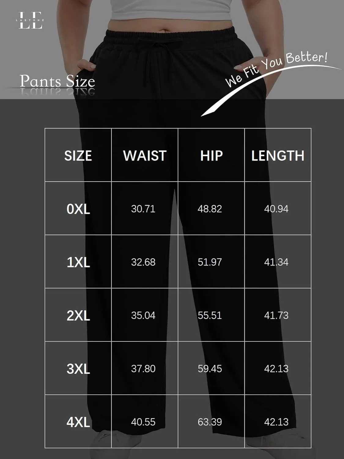 Lastshe Women's Plus Size Casual Pants Elastic Waist Wide Leg Loose Fit Pajama Drawstring Home Pants with Pockets