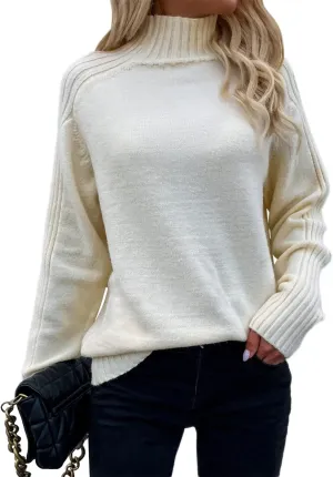 Les umes Womens Turtleneck Sweaters Long Sleeve Loose Pullover Sweater Casual Knit Tops