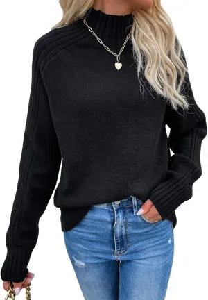 Les umes Womens Turtleneck Sweaters Long Sleeve Loose Pullover Sweater Casual Knit Tops