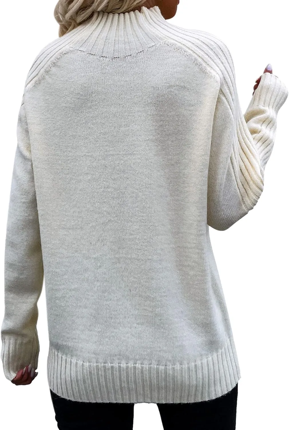 Les umes Womens Turtleneck Sweaters Long Sleeve Loose Pullover Sweater Casual Knit Tops