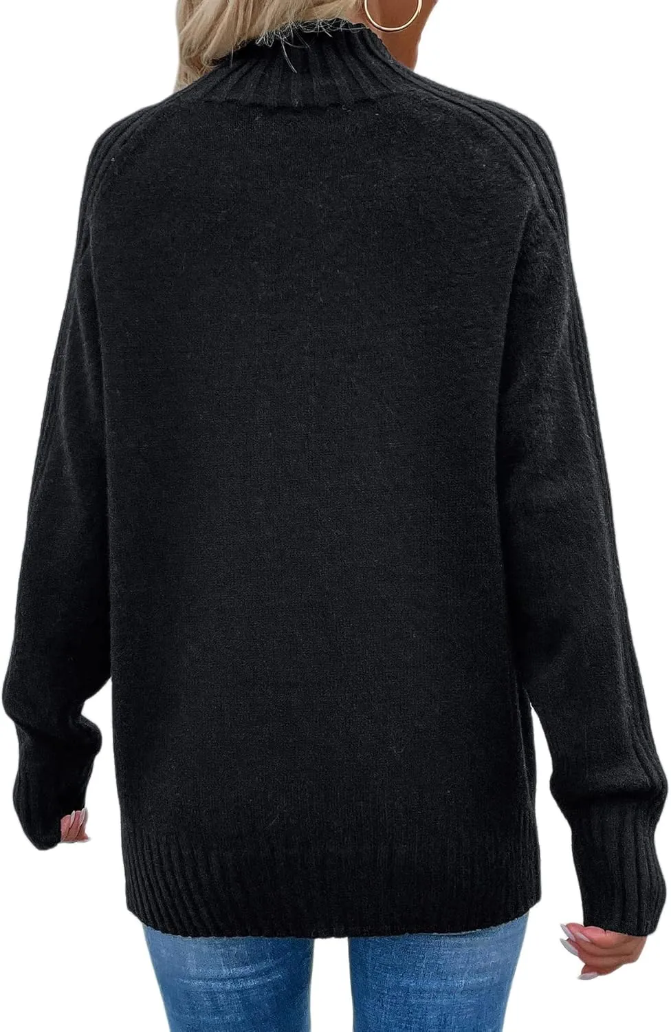 Les umes Womens Turtleneck Sweaters Long Sleeve Loose Pullover Sweater Casual Knit Tops