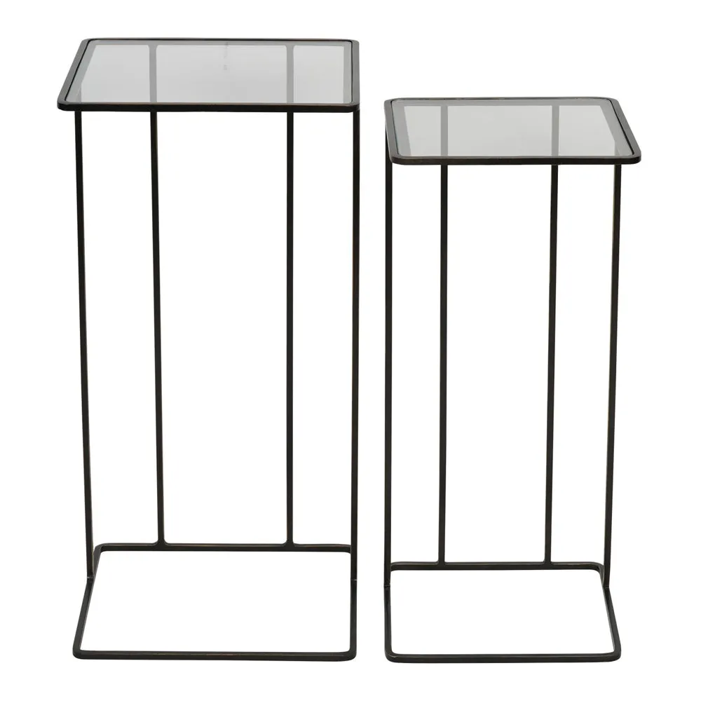 Libra Interiors Saltzburg Nesting Side Tables in Dark Bronze – Set of 2