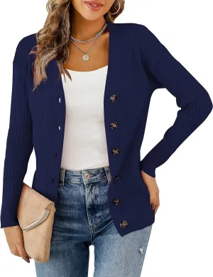 LIENRIDY Women's Knit Cardigan Long Sleeve Button Down Sweater Lightweight Cardigans, S-XL