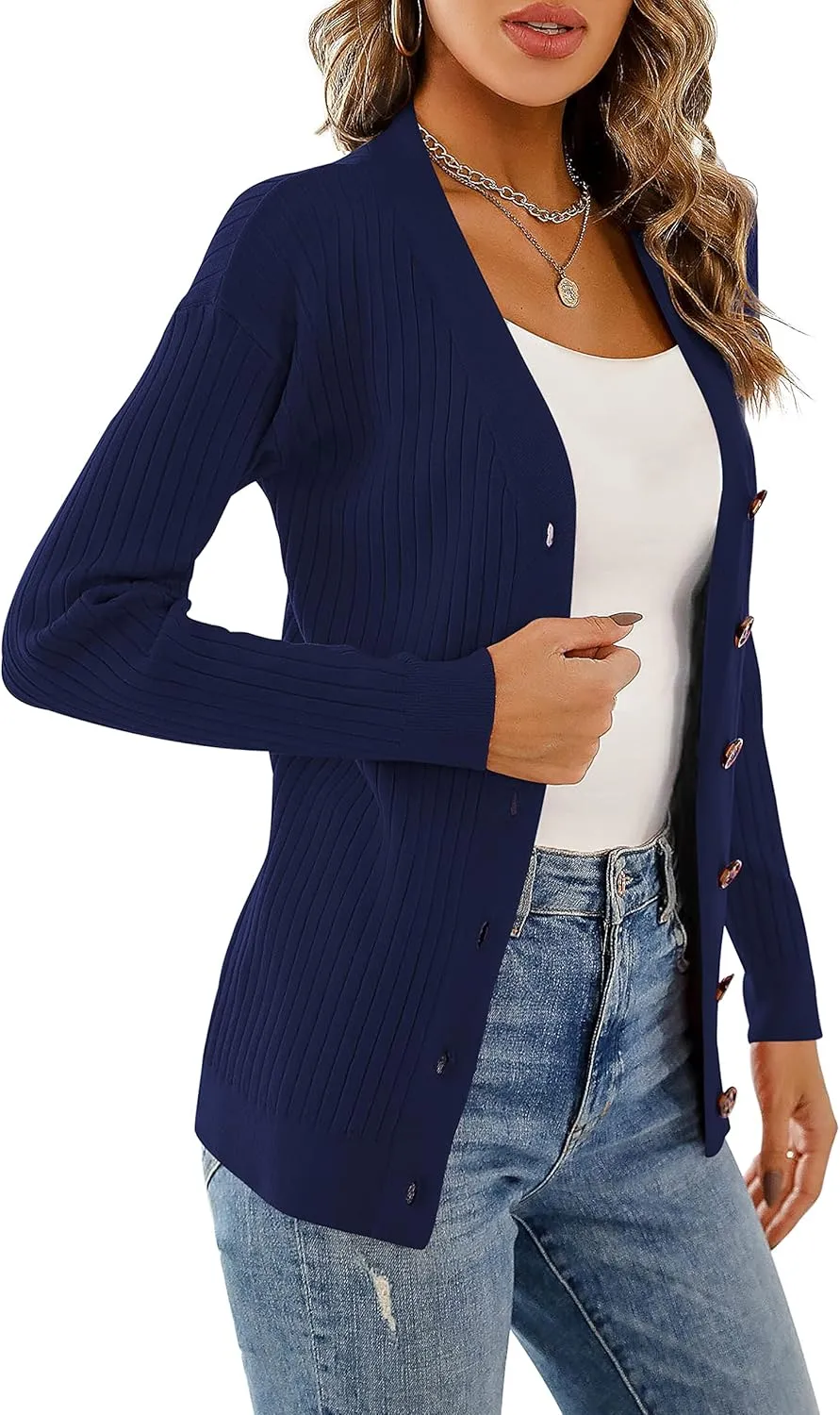 LIENRIDY Women's Knit Cardigan Long Sleeve Button Down Sweater Lightweight Cardigans, S-XL