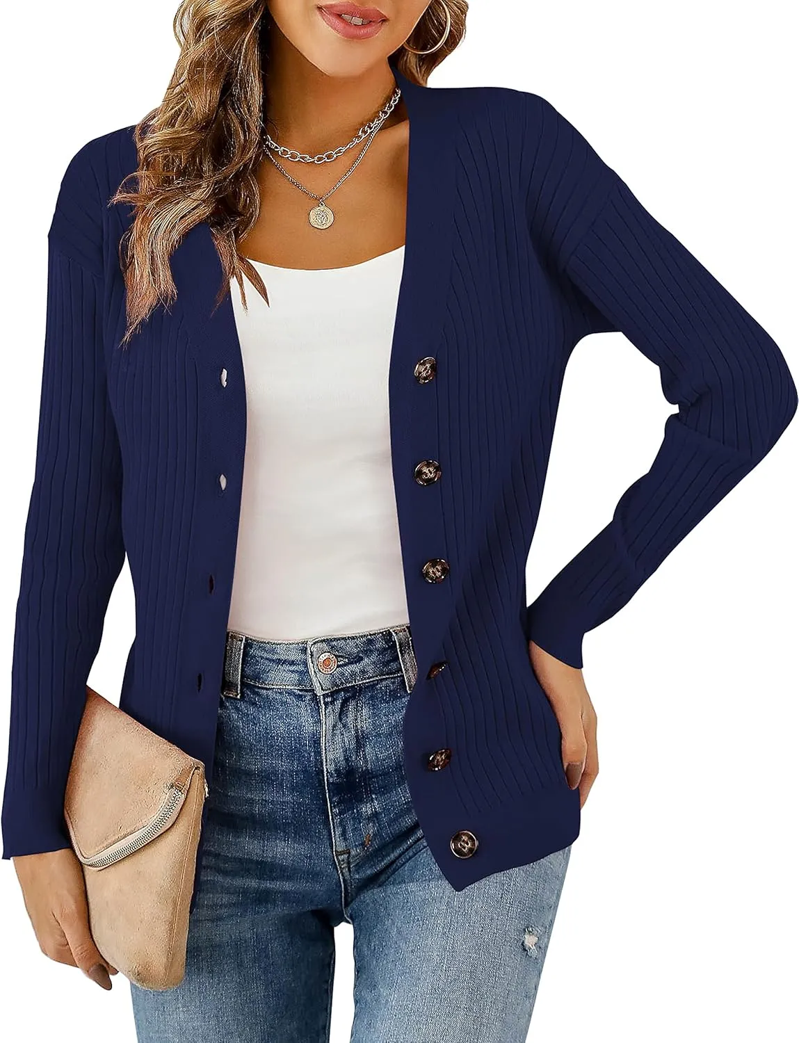 LIENRIDY Women's Knit Cardigan Long Sleeve Button Down Sweater Lightweight Cardigans, S-XL
