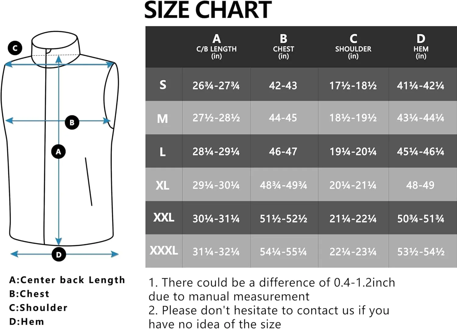 Little Donkey Andy Men's Golf Vest Warm Fleece Lining Hiking Vests Zip Up Sleeveless Outerwear Jacket