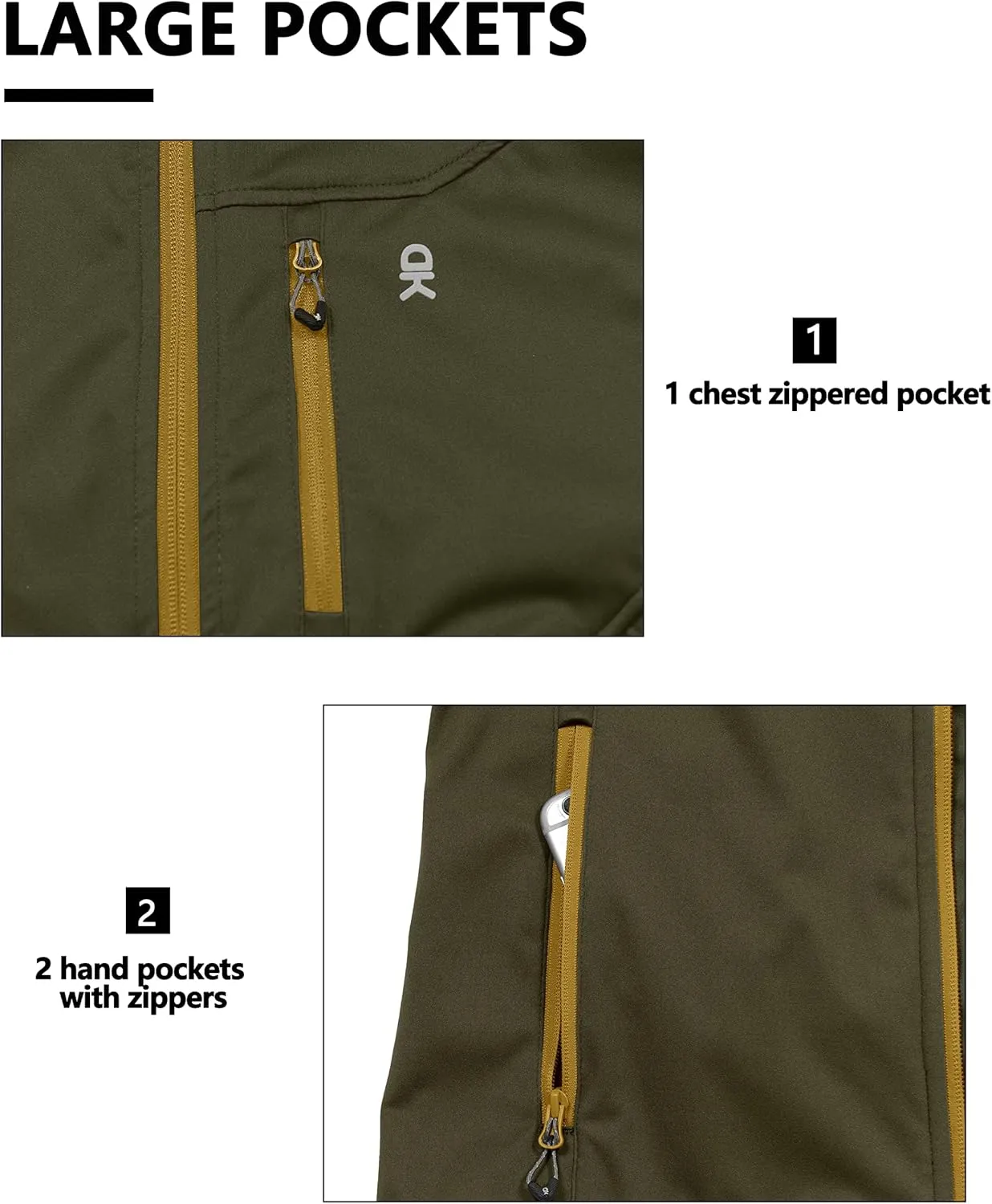 Little Donkey Andy Men's Lightweight Softshell Vest Windproof Sleeveless Jacket for Travel Hiking Running Golf