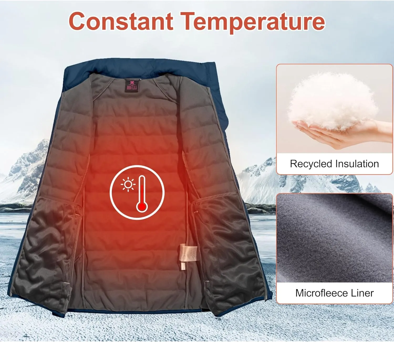 Little Donkey Andy Women's Packable Lightweight Puffer Vest with Recycled Insulation for Running Hiking