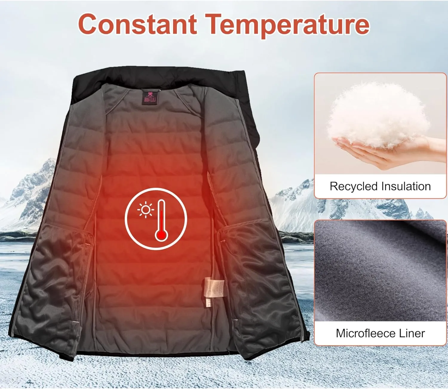 Little Donkey Andy Women's Packable Lightweight Puffer Vest with Recycled Insulation for Running Hiking
