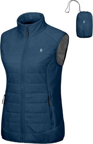 Little Donkey Andy Women's Packable Lightweight Puffer Vest with Recycled Insulation for Running Hiking