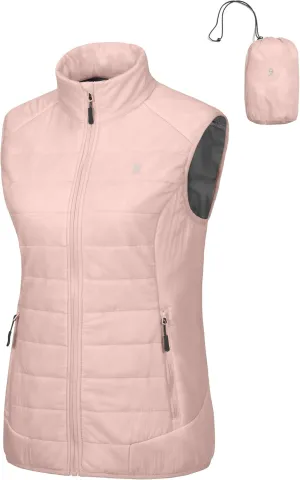Little Donkey Andy Women's Packable Lightweight Puffer Vest with Recycled Insulation for Running Hiking