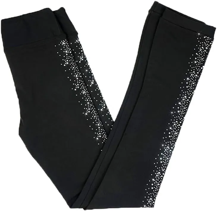 LIUHUO Figure Skating Pants Girls Training Wear Quality Crystals Black Child Skating Leggings