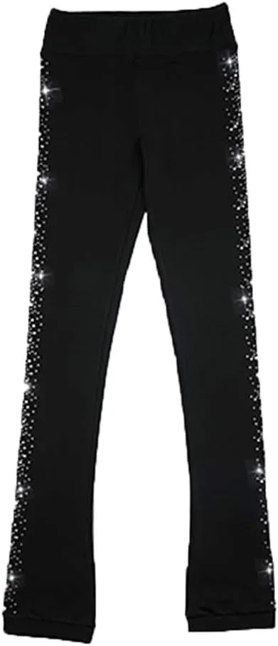 LIUHUO Figure Skating Pants Girls Training Wear Quality Crystals Black Child Skating Leggings