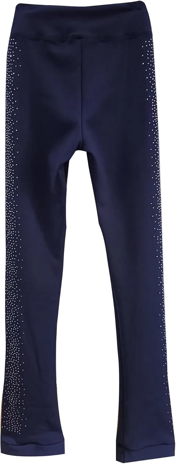 LIUHUO Figure Skating Pants Girls Training Wear Quality Crystals Black Child Skating Leggings