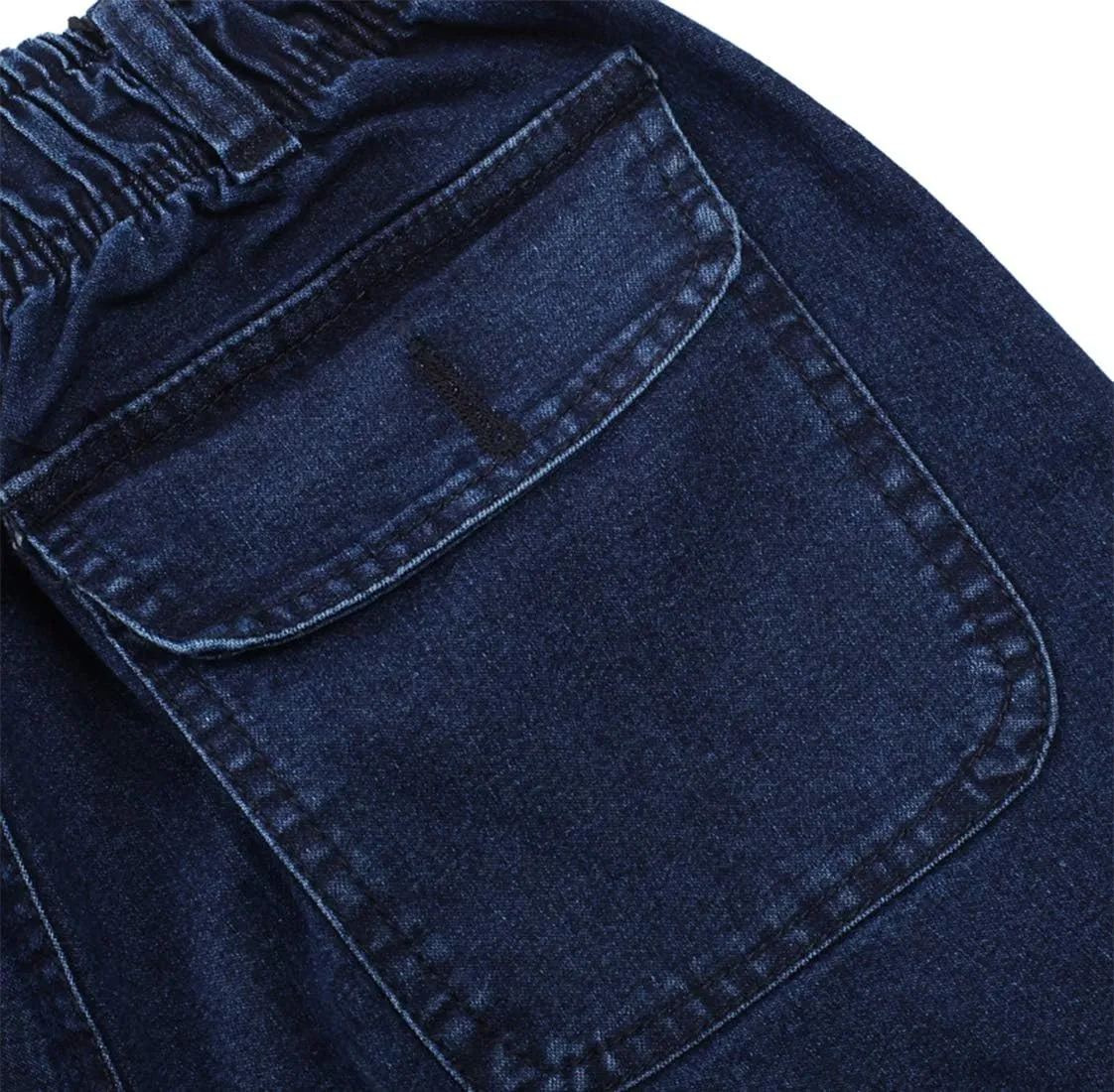 Locachy Men's Elastic Waist Denim Pants Casual Loose Straight Jeans
