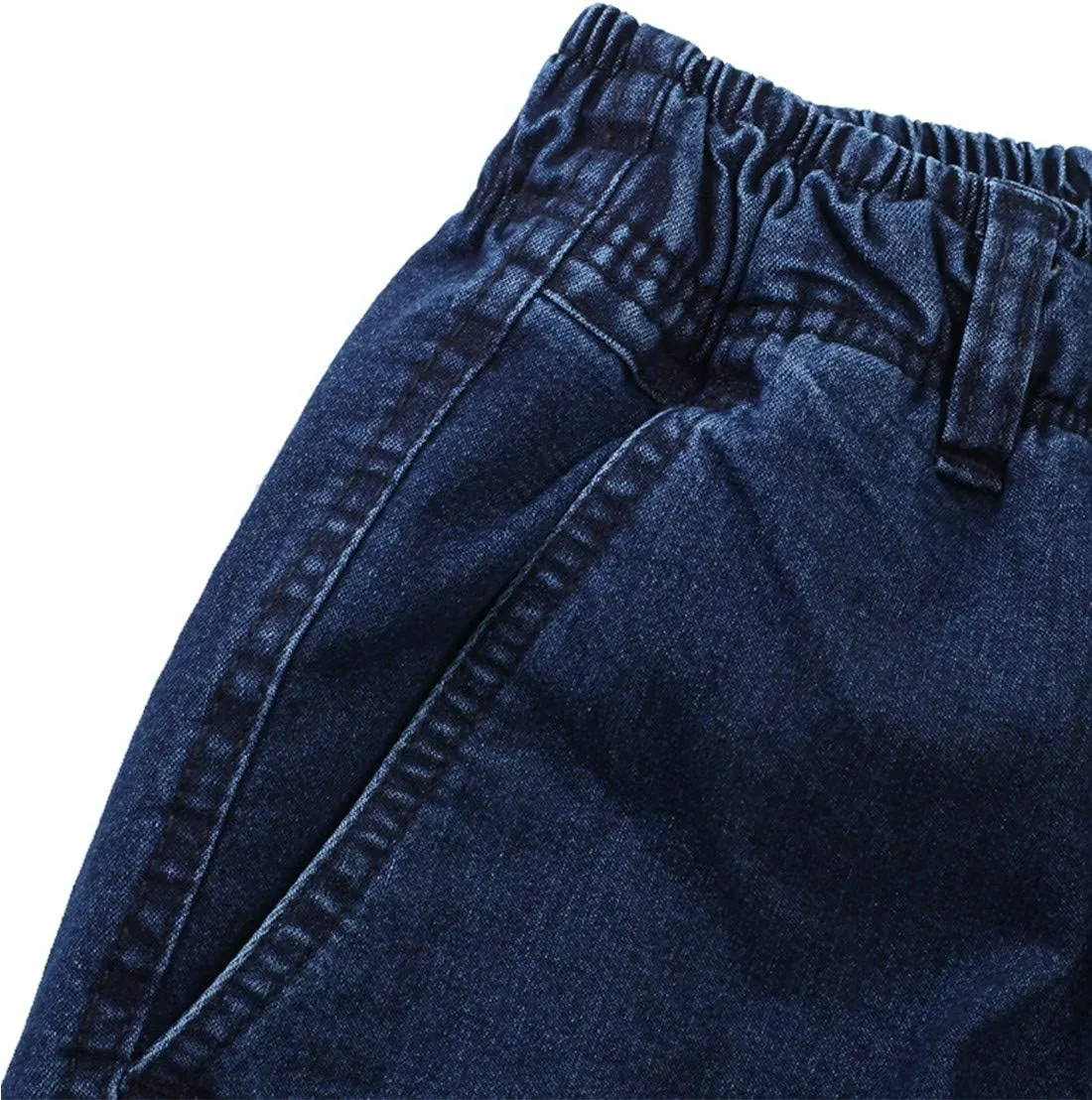 Locachy Men's Elastic Waist Denim Pants Casual Loose Straight Jeans