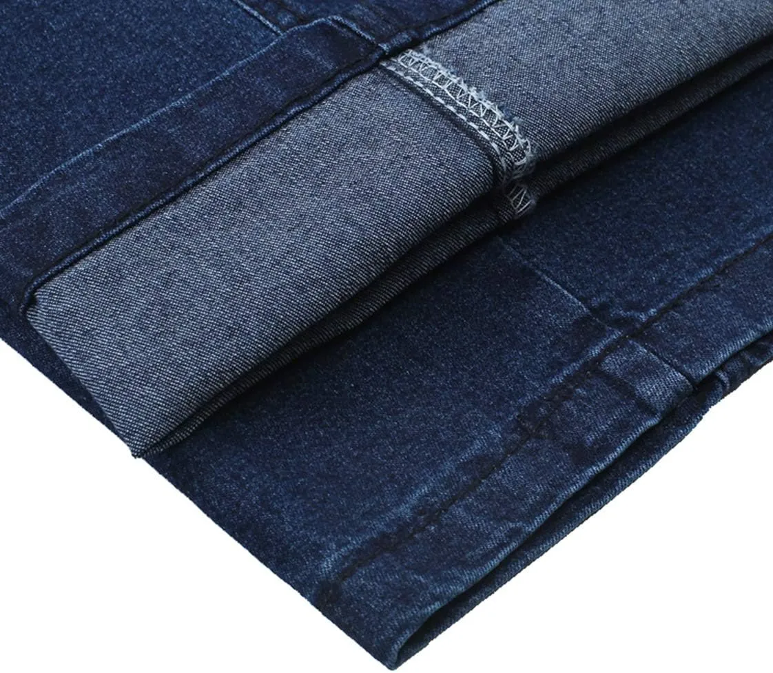 Locachy Men's Elastic Waist Denim Pants Casual Loose Straight Jeans