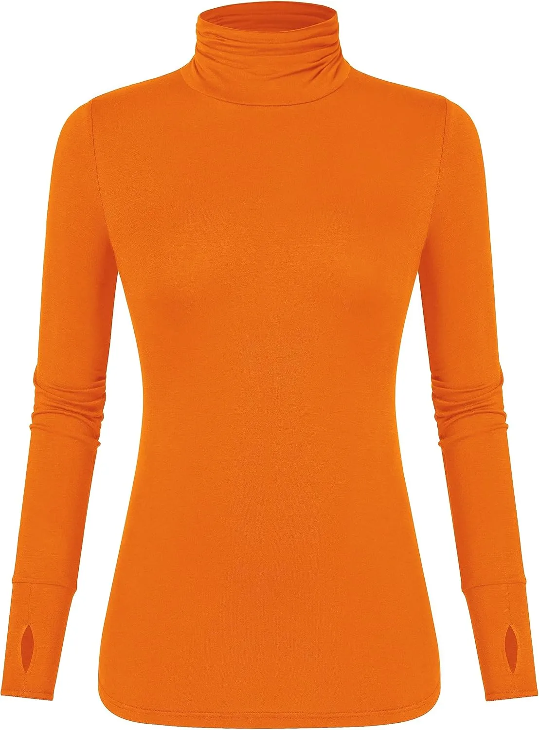 LUYAA Women's Long Sleeve Turtleneck Lightweight Slim Active T Shirts Thumb Holes for Fall Spring Winter
