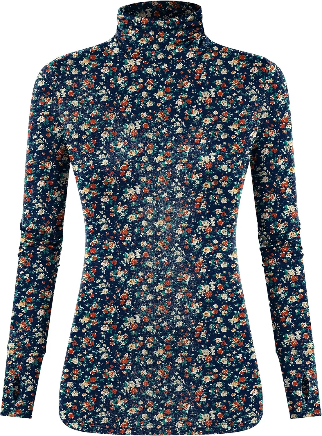 LUYAA Women's Long Sleeve Turtleneck Lightweight Slim Active T Shirts Thumb Holes for Fall Spring Winter