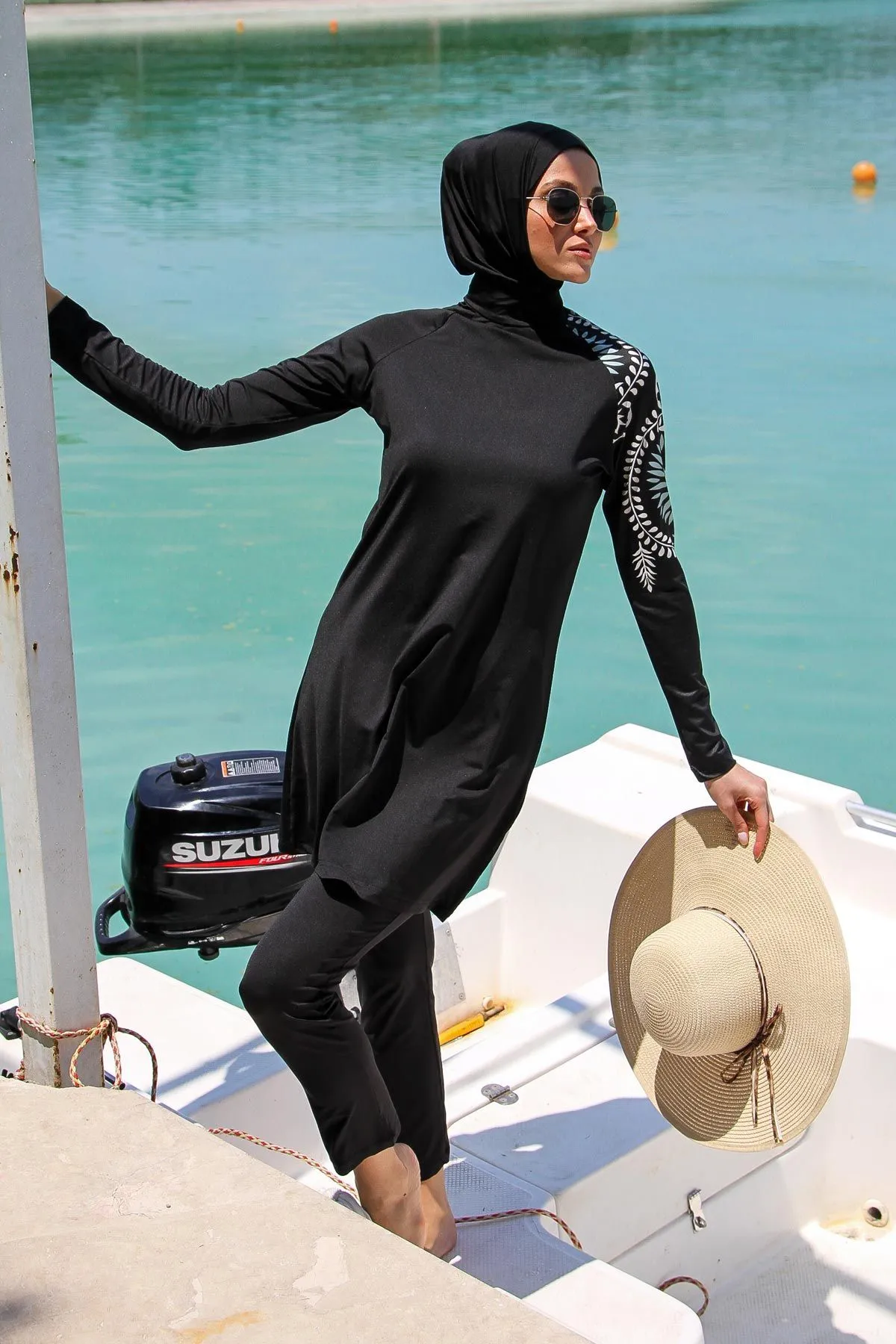 Lycra Black Burkini Modest Swimwear M2225