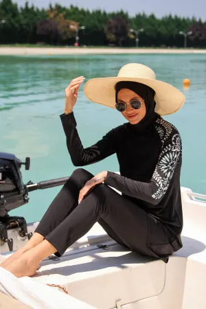 Lycra Black Burkini Modest Swimwear M2225