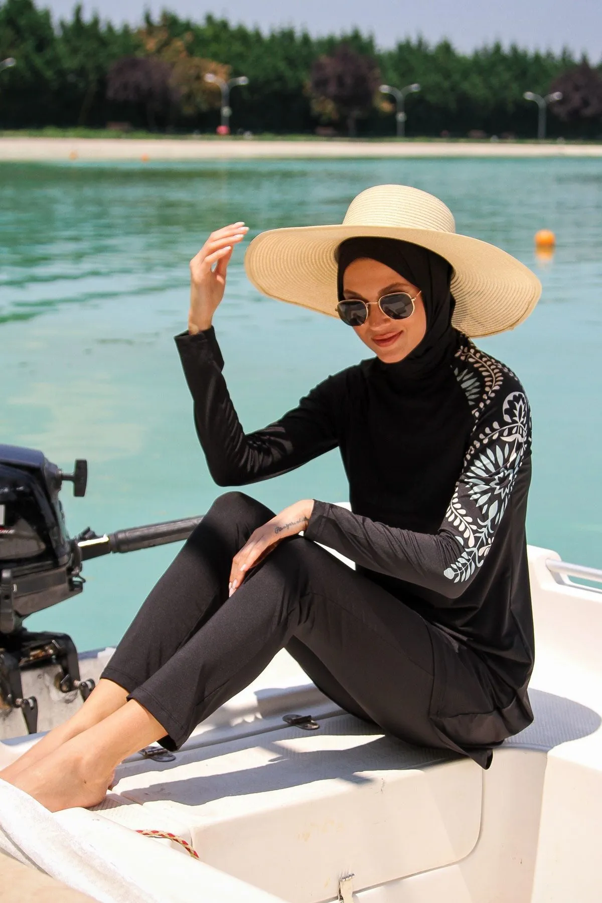 Lycra Black Burkini Modest Swimwear M2225