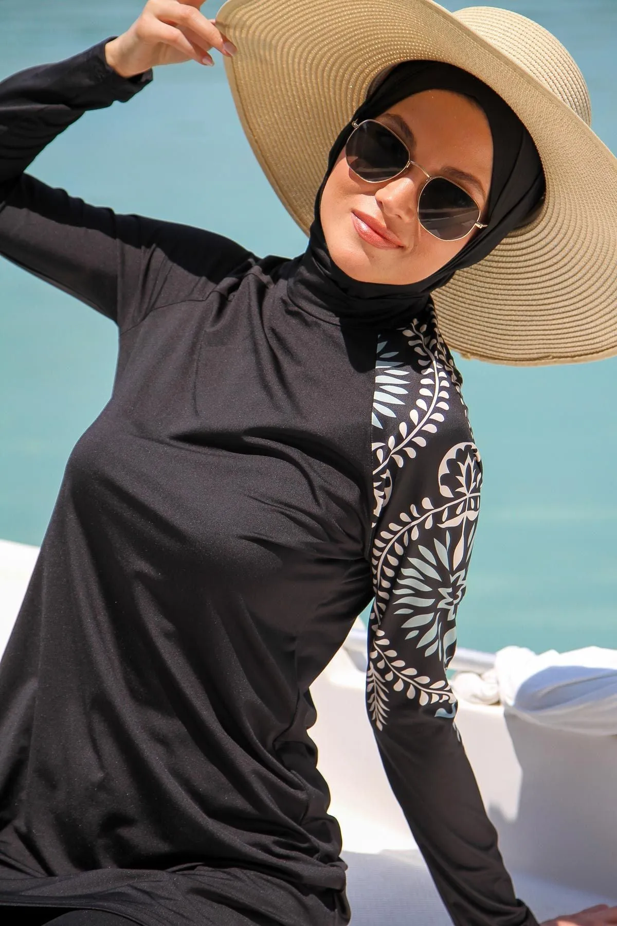 Lycra Black Burkini Modest Swimwear M2225