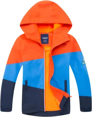 M2C Boys Girls Hooded Color Block Waterproof Fleece Lined Windbreaker Jacket