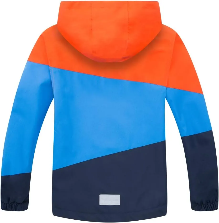 M2C Boys Girls Hooded Color Block Waterproof Fleece Lined Windbreaker Jacket