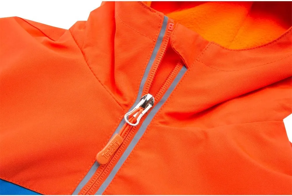 M2C Boys Girls Hooded Color Block Waterproof Fleece Lined Windbreaker Jacket
