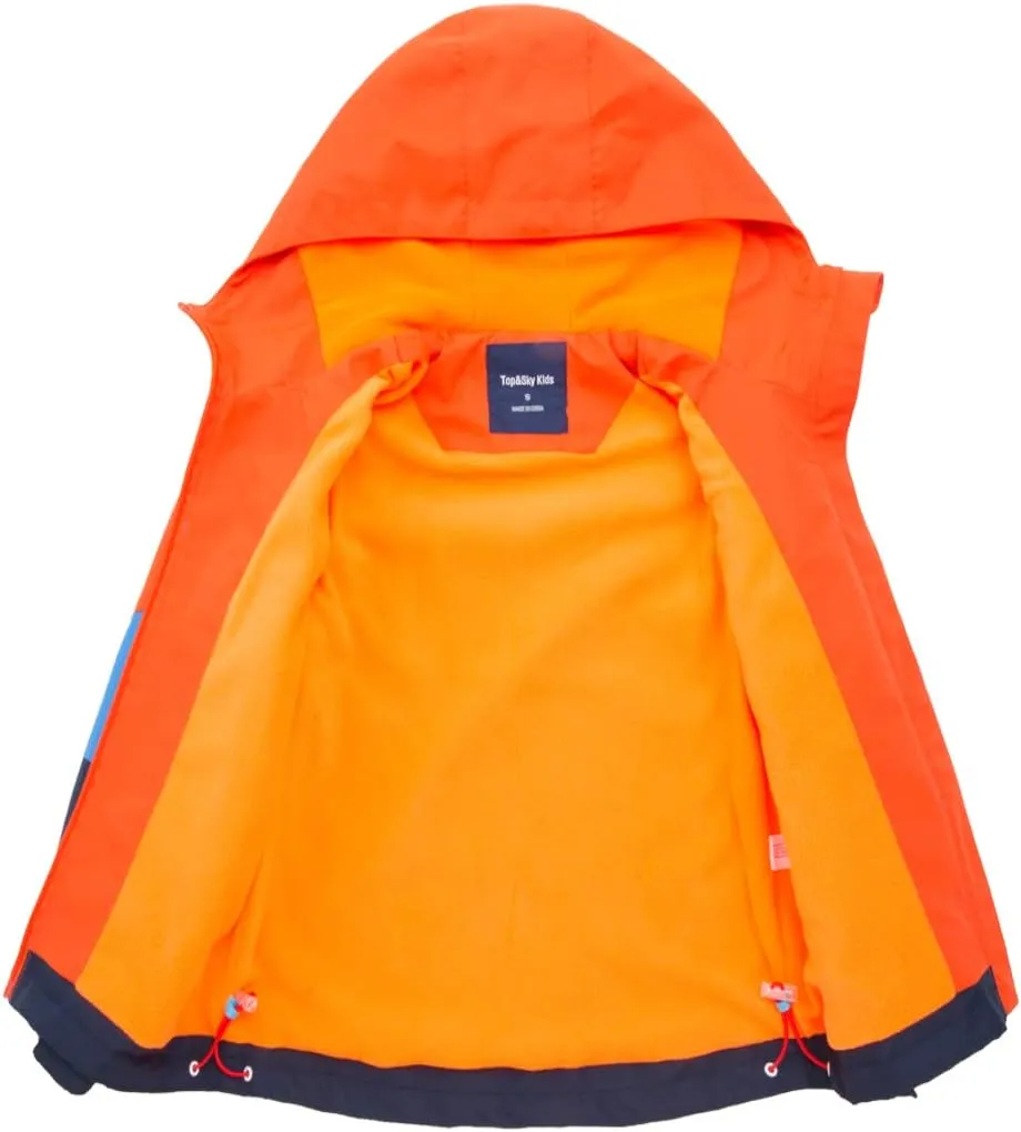 M2C Boys Girls Hooded Color Block Waterproof Fleece Lined Windbreaker Jacket