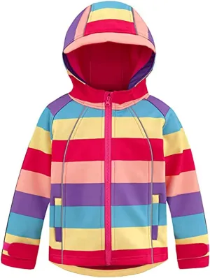 M2C Girls Hooded Fleece Lined Windproof Softshell Windbreaker Jacket